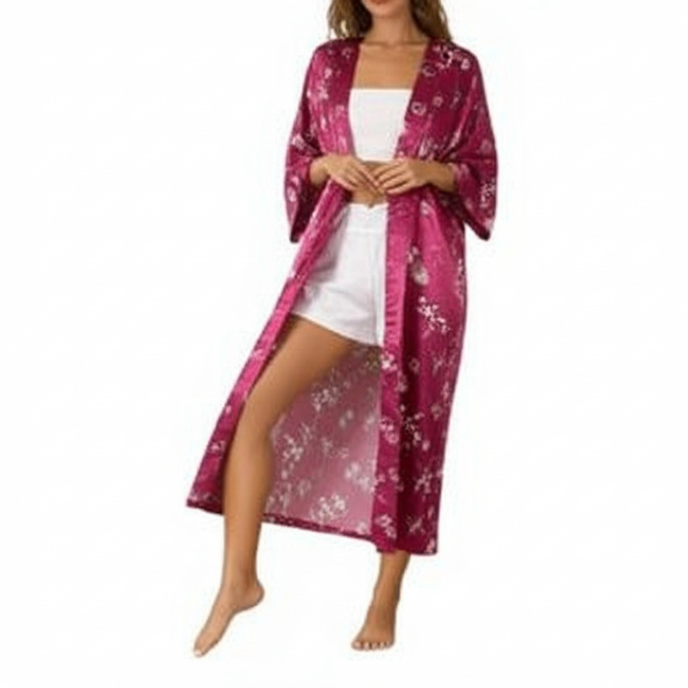 Suzanne Somers Floral Kimono Robe Plus Size 1X Rose NWOT